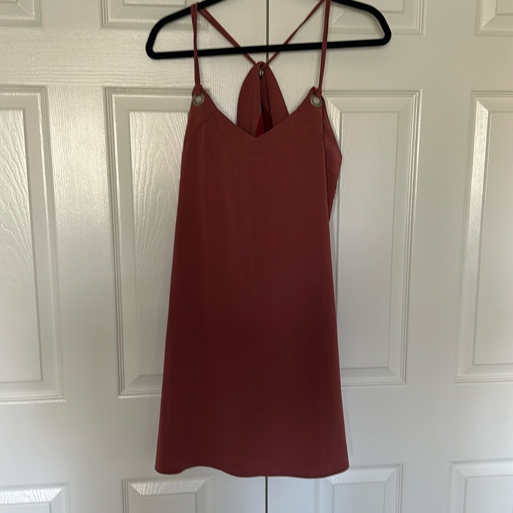 rose colored swim coverup. Can be worn as a dress as well.